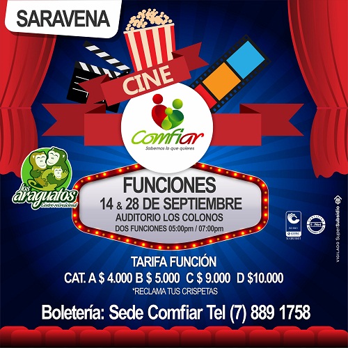 Cine Comfiar, rumba terapia y evento de amor de amor y amistad, son algunas de las actividades del municipio de Saravena
