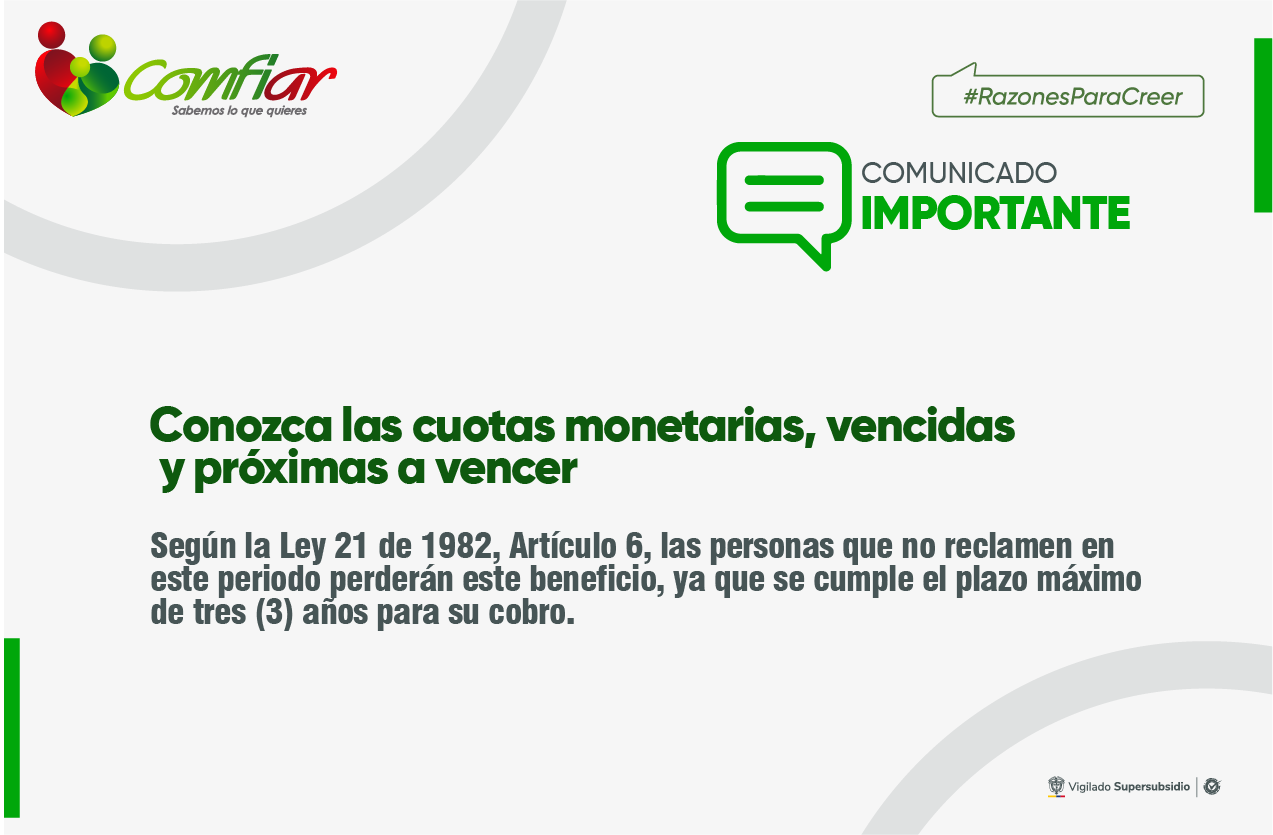 Conozca las cuotas monetarias vencidas y próximas a vencer