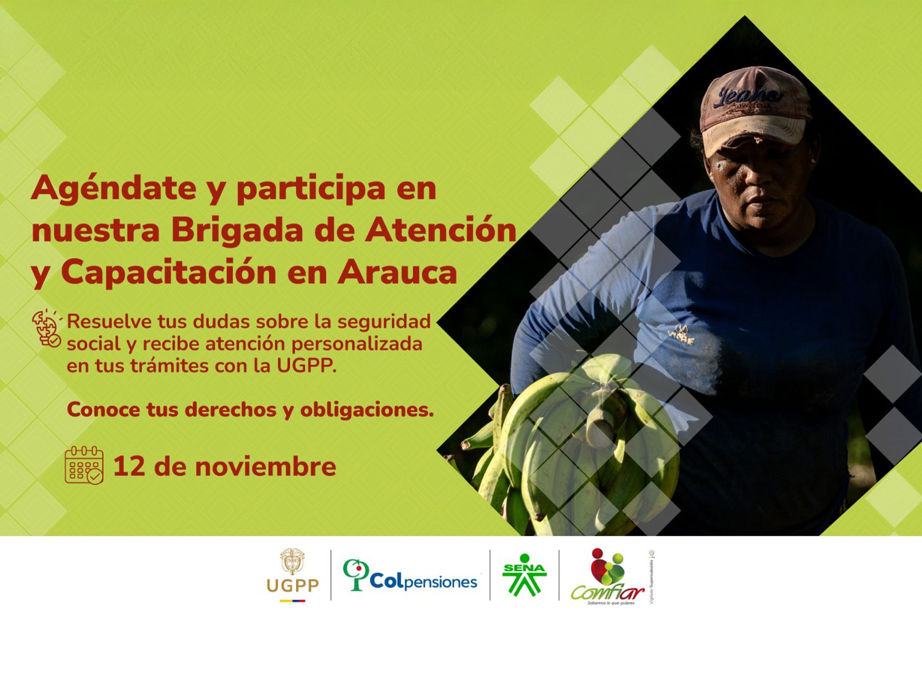 Comfiar anuncia la realización de una brigada de atención y capacitación el 12 de noviembre en la capital araucana por parte de la Unidad de Gestión Pensional y Parafiscales UGPP.