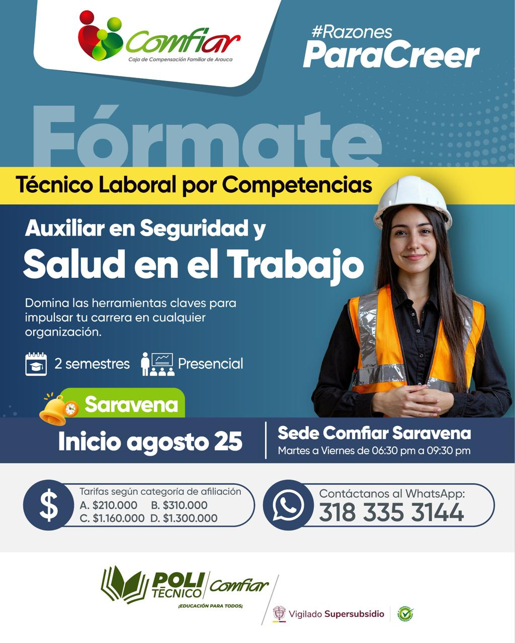 En Saravena inicia la Técnica Laboral por Competencias Auxiliar en Seguridad y Salud en el Trabajo