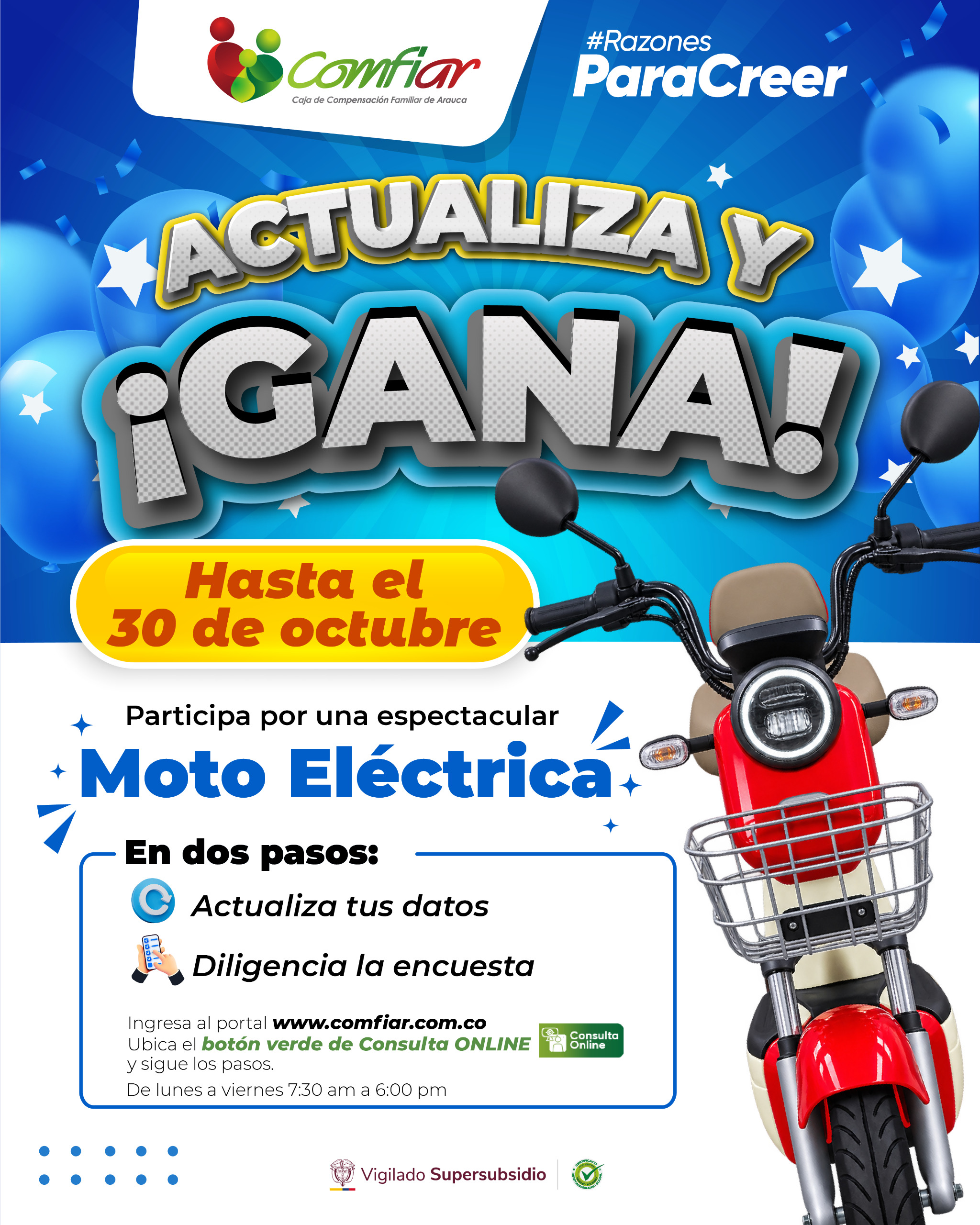 Actualiza y participa por el sorteo de una Moto Eléctrica